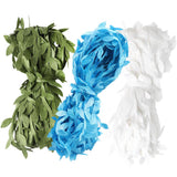 Max 30 Meters Artificial Fabric Leaf Garland Ribbon Trims Blue White Green
