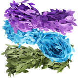 Max 30 Meters Artificial Fabric Leaf Garland Ribbon Trims Blue Green Purple