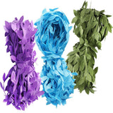 Max 30 Meters Artificial Fabric Leaf Garland Ribbon Trims Blue Green Purple