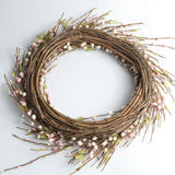 Max Handmade Straw Flower Wreath Natural Wreath Farmhouse Garland Light Pink