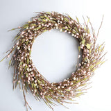 Max Handmade Straw Flower Wreath Natural Wreath Farmhouse Garland Light Pink