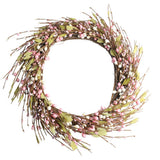 Max Handmade Straw Flower Wreath Natural Wreath Farmhouse Garland Pink