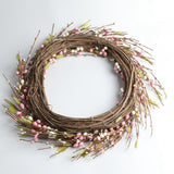 Max Handmade Straw Flower Wreath Natural Wreath Farmhouse Garland Pink