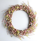 Max Handmade Straw Flower Wreath Natural Wreath Farmhouse Garland Pink