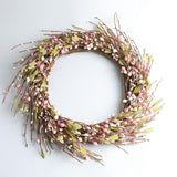 Max Handmade Straw Flower Wreath Natural Wreath Farmhouse Garland Pink
