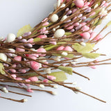 Max Handmade Straw Flower Wreath Natural Wreath Farmhouse Garland Pink