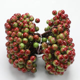 Max 200 Pieces Artificial Foam Holly Berry Flower Pearl Double Head Decor Green