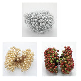 Max 200 Pieces Artificial Foam Holly Berry Flower Pearl Double Head Decor Green