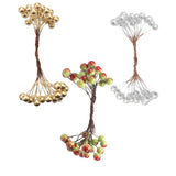 Max 200 Pieces Artificial Foam Holly Berry Flower Pearl Double Head Decor Green