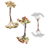 Max 200 Pieces Artificial Foam Holly Berry Flower Pearl Double Head Decor Green