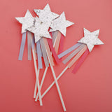 Max 5 Pieces Star Cake Toppers Birthday Wedding Cake Decor Party Suply Silver