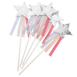 Max 5 Pieces Star Cake Toppers Birthday Wedding Cake Decor Party Suply Silver