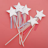 Max 5 Pieces Star Cake Toppers Birthday Wedding Cake Decor Party Suply Silver
