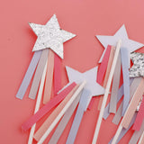 Max 5 Pieces Star Cake Toppers Birthday Wedding Cake Decor Party Suply Silver