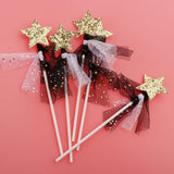 5 Pcs Star Cake Toppers Birthday Wedding Cake Decor Party Supply Black+Gold