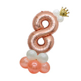 Max Rose Gold Number Crown Latex Balloons Column Set Party Decoration Number 8