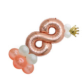 Max Rose Gold Number Crown Latex Balloons Column Set Party Decoration Number 8