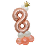 Max Rose Gold Number Crown Latex Balloons Column Set Party Decoration Number 8