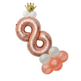 Max Rose Gold Number Crown Latex Balloons Column Set Party Decoration Number 8