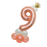 Rose Gold Number Crown Latex Balloons Column Set Party Decoration Number 9