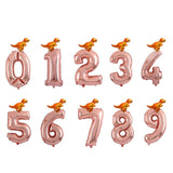 Rose Gold Number Aluminum Film Balloon+Mini Dragon Birthday Party Decor zero