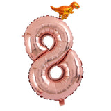 Rose Gold Number Aluminum Film Balloon+Mini Dragon Birthday Party Decor 8