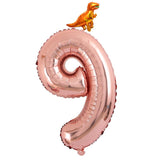 Rose Gold Number Aluminum Film Balloon+Mini Dragon Birthday Party Decor 9