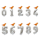 Max Silver Digital Aluminum Film Balloon+Mini Dragon Birthday Party Decor Zero