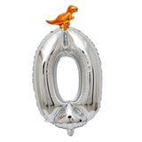 Max Silver Digital Aluminum Film Balloon+Mini Dragon Birthday Party Decor Zero