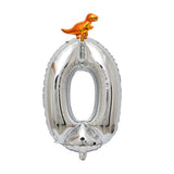Max Silver Digital Aluminum Film Balloon+Mini Dragon Birthday Party Decor Zero