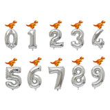 Max Silver Digital Aluminum Film Balloon+Mini Dragon Birthday Party Decor Zero