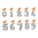 Max Silver Digital Aluminum Film Balloon+Mini Dragon Birthday Party Decor Zero