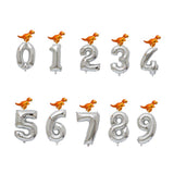 Max Silver Digital Aluminum Film Balloon+Mini Dragon Birthday Party Decor Zero