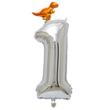 Max Silver Digital Aluminum Film Balloon+Mini Dragon Birthday Party Decor 1