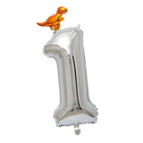Max Silver Digital Aluminum Film Balloon+Mini Dragon Birthday Party Decor 1
