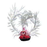 Max Resin Flamingo Figurines Statues Pot with Garland Table Home Office Decor