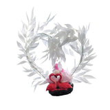 Max Resin Flamingo Figurines Statues Pot with Garland Table Home Office Decor