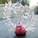 Max Resin Flamingo Figurines Statues Pot with Garland Table Home Office Decor