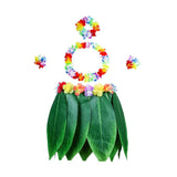 Max 5 Pieces Hawaiian Costume Set Leaf Skirt with Garland Performance Supplies C