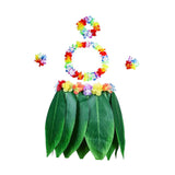 Max 5 Pieces Hawaiian Costume Set Leaf Skirt with Garland Performance Supplies C