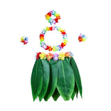 Max 5 Pieces Hawaiian Costume Set Leaf Skirt with Garland Performance Supplies C