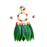 Max 5 Pieces Hawaiian Costume Set Leaf Skirt with Garland Performance Supplies C