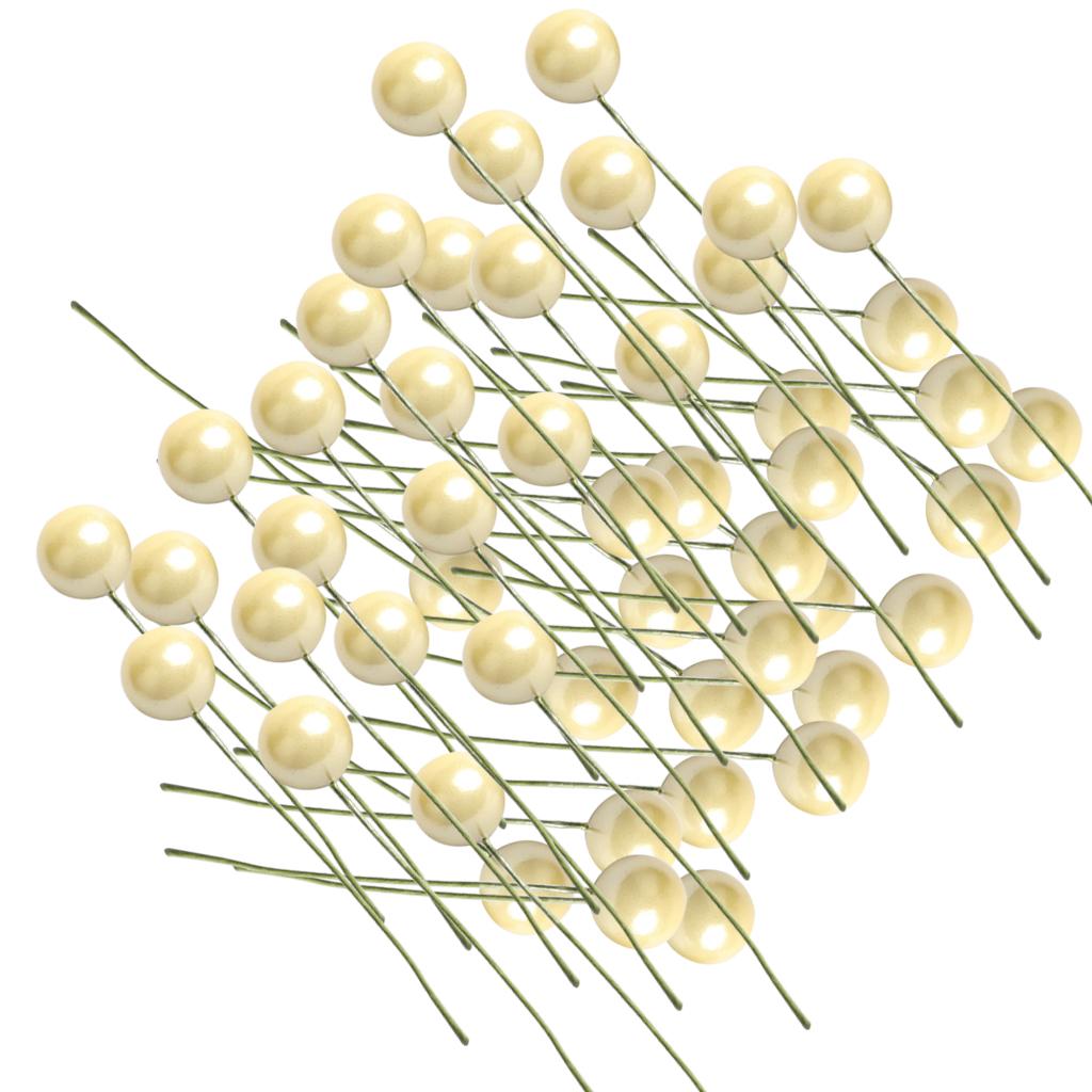 Maxbell 100 Pieces Mini Berries Artificial Foam Flower Fruit Stamens Decor Milk Yellow