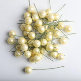 Maxbell 100 Pieces Mini Berries Artificial Foam Flower Fruit Stamens Decor Milk Yellow