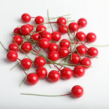 Maxbell 100 Pieces Mini Berries Artificial Foam Flower Fruit Stamens Decor Red