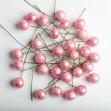 Maxbell 100 Pieces Mini Berries Artificial Foam Flower Fruit Stamens Decor Pink