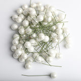 Maxbell 100 Pieces Mini Berries Artificial Foam Flower Fruit Stamens Decor White