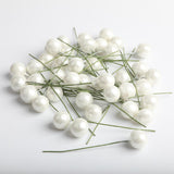 Maxbell 100 Pieces Mini Berries Artificial Foam Flower Fruit Stamens Decor White