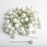 Maxbell 100 Pieces Mini Berries Artificial Foam Flower Fruit Stamens Decor White