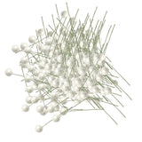 Maxbell 100 Pieces Artificial Berries Foam Flower Fruit Stamens DIY Supplies White